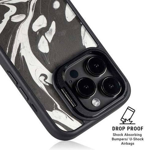 Marbleized Black iPhone 15 Pro Kickstand Case